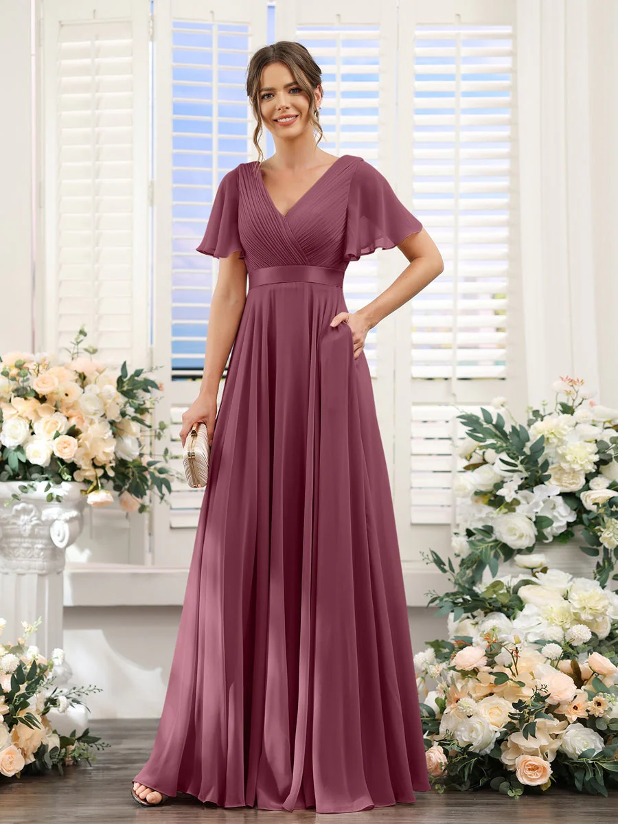 Robe de demoiselle d'honneur trapèze pour femme – Style élégant et formel pour une cérémonie de mariage - Image 74