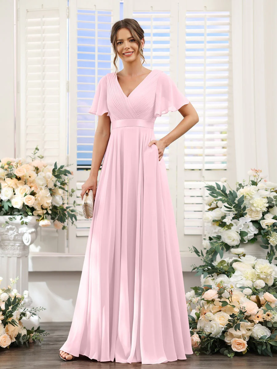 Robe de demoiselle d'honneur trapèze pour femme – Style élégant et formel pour une cérémonie de mariage - Image 75