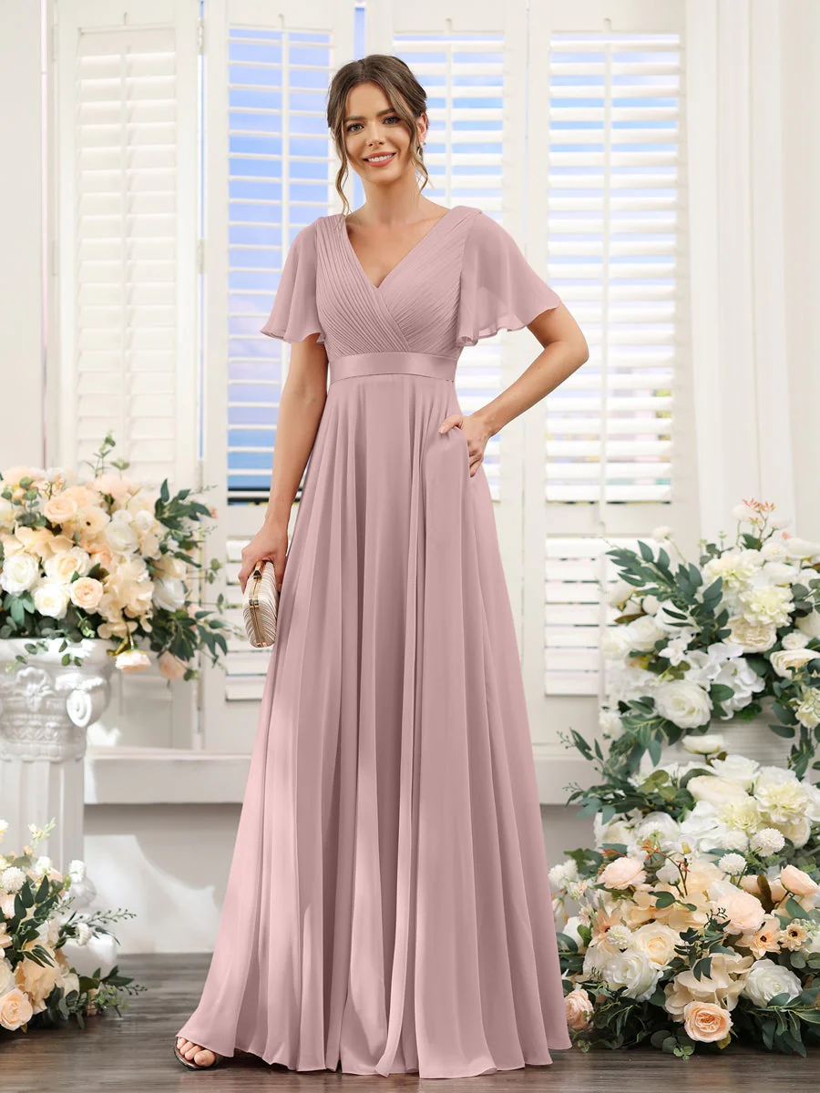 Robe de demoiselle d'honneur trapèze pour femme – Style élégant et formel pour une cérémonie de mariage - Image 76
