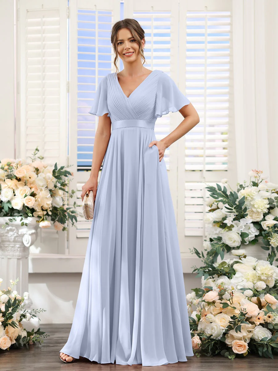 Robe de demoiselle d'honneur trapèze pour femme – Style élégant et formel pour une cérémonie de mariage - Image 77