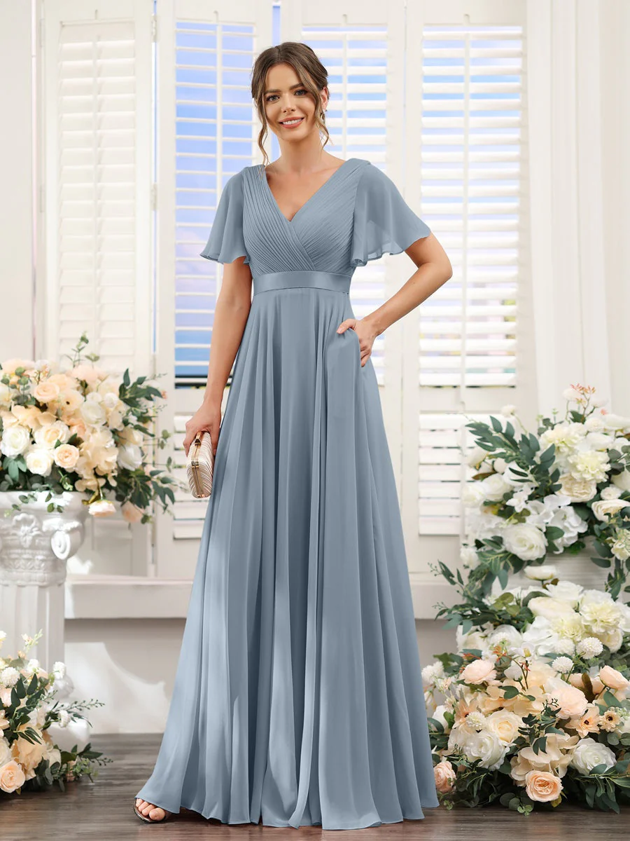 Robe de demoiselle d'honneur trapèze pour femme – Style élégant et formel pour une cérémonie de mariage - Image 9