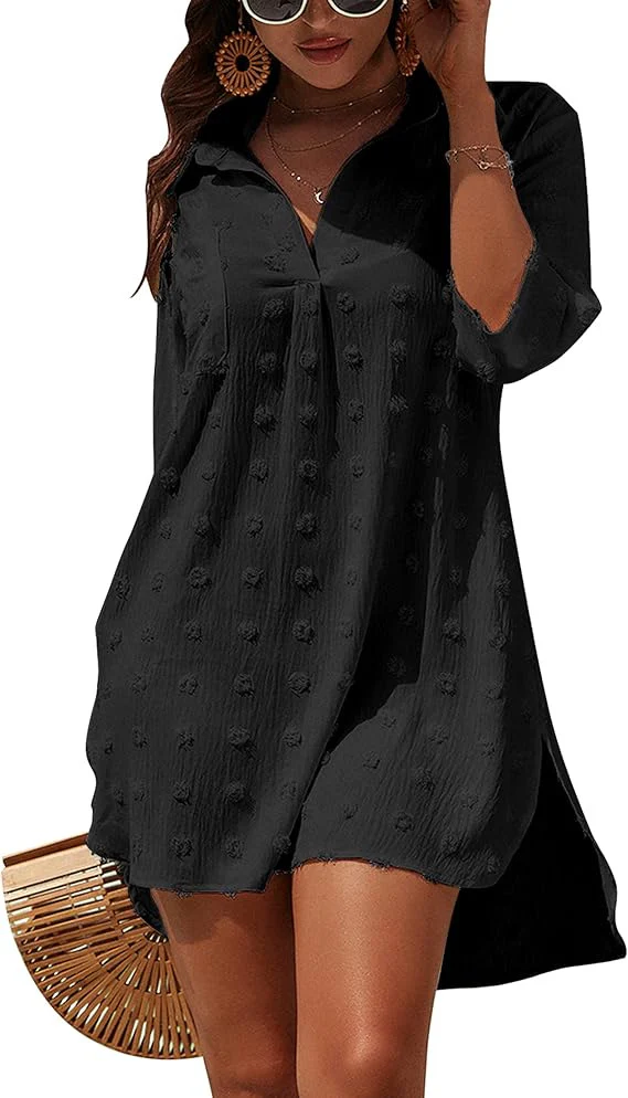 Robe de plage unie pour femme – Style protecteur soleil manches trois-quarts - Image 7
