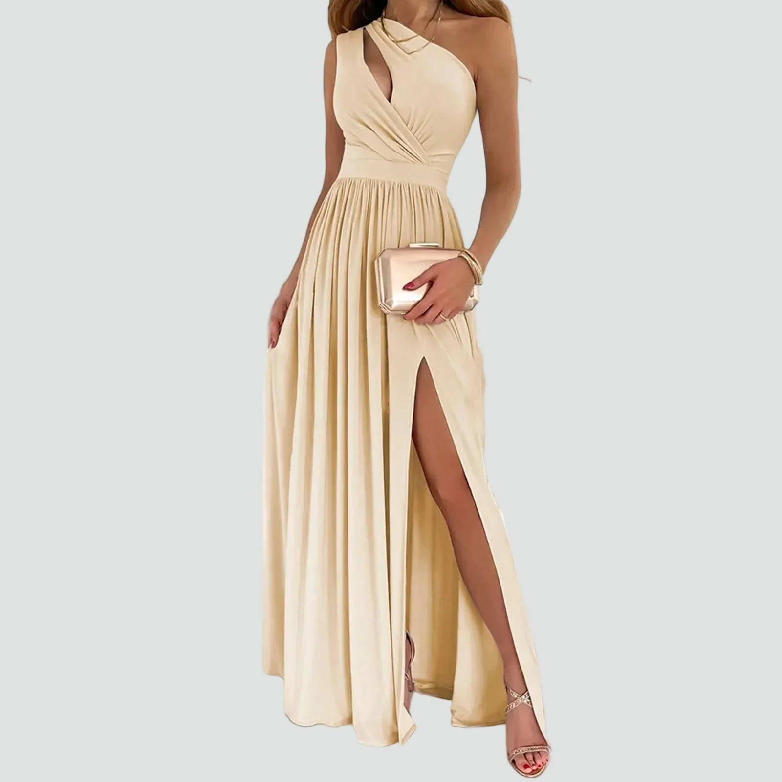 Robe de soiree femme asymetrique avec fente - Elegante et glamour - Image 2