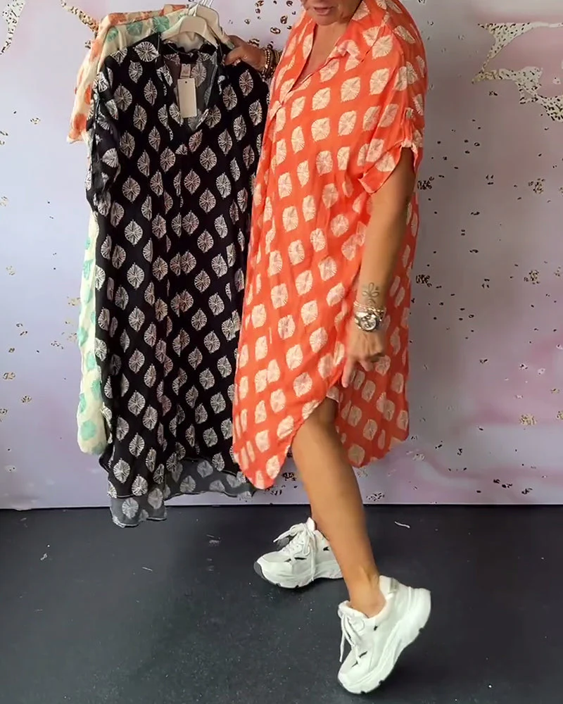 Robe Décontractée Femme Printemps – Col À Revers Manches Courtes Style Estival - Image 2