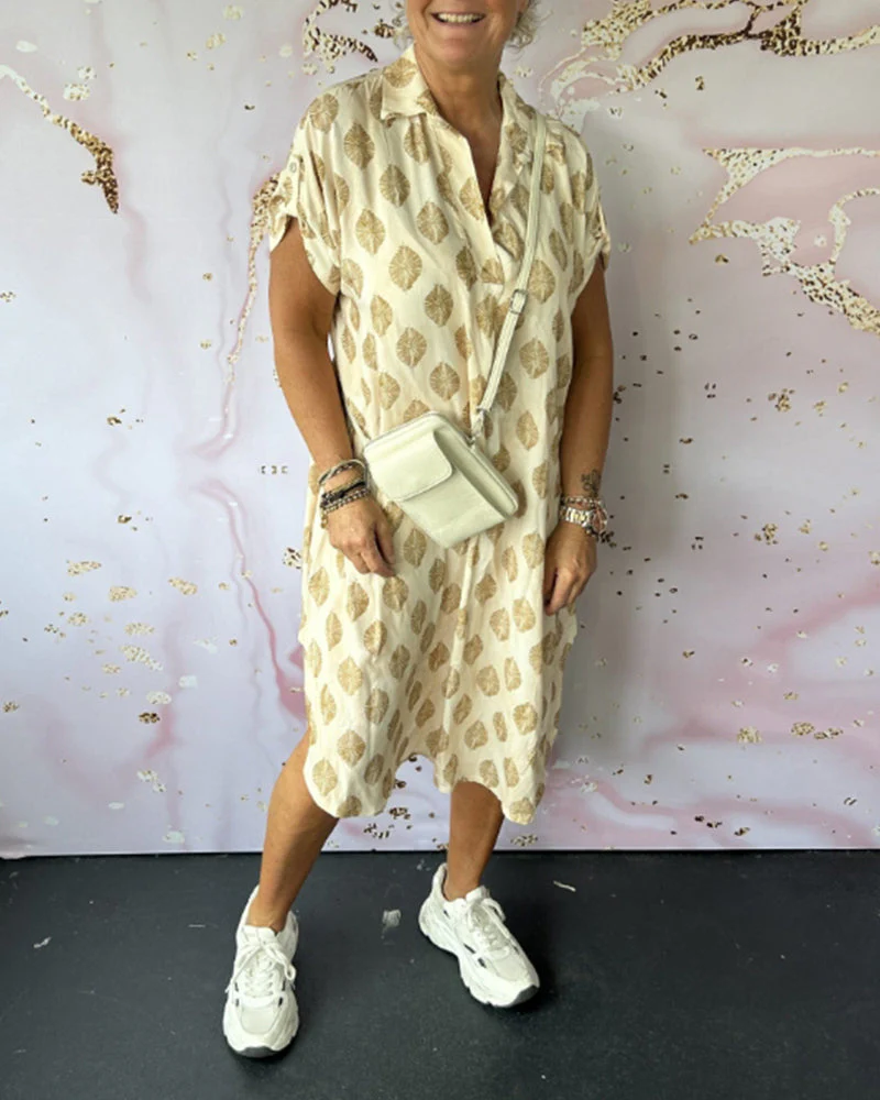 Robe Décontractée Femme Printemps – Col À Revers Manches Courtes Style Estival - Image 6
