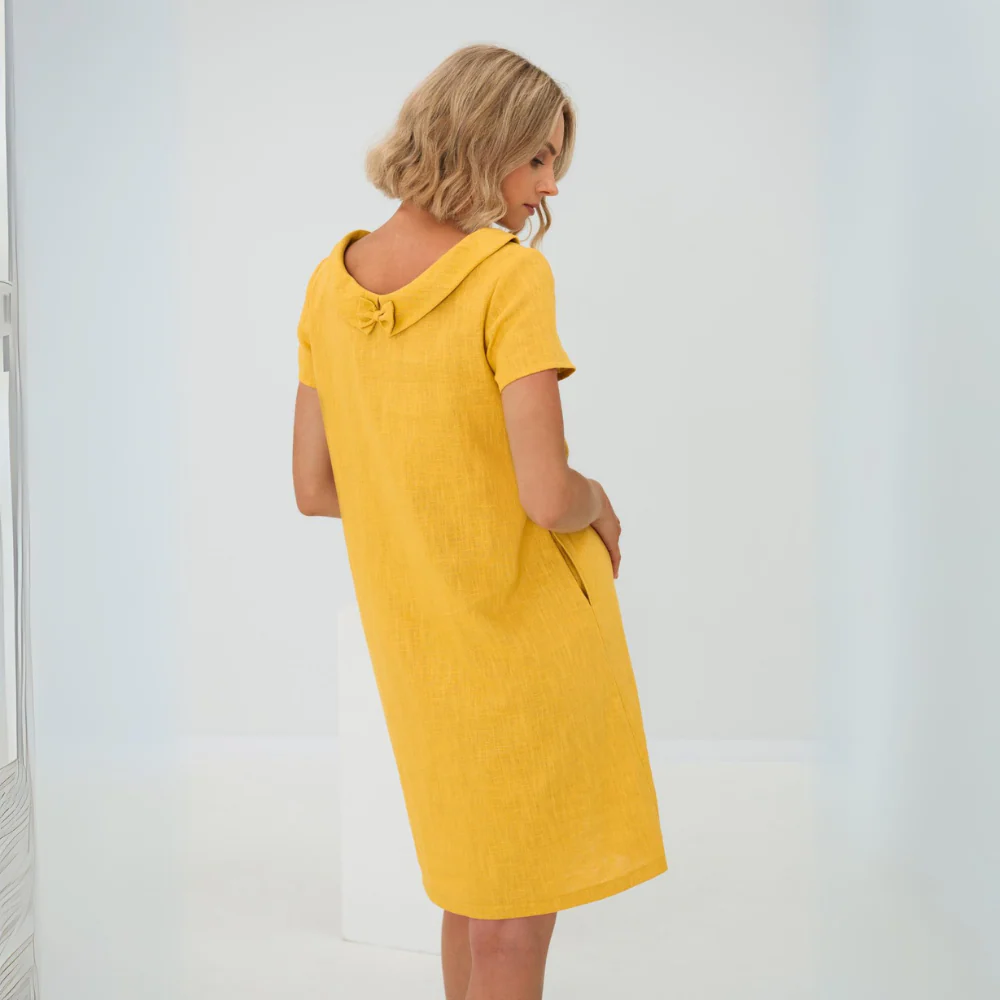 Robe douce en lin femme avec poches – Robe d’été fluide et décontractée - Image 11
