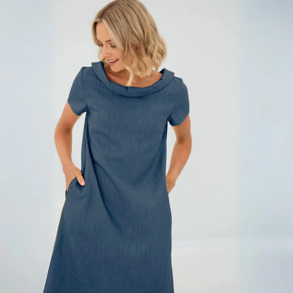 Robe douce en lin femme avec poches – Robe d’été fluide et décontractée - Image 4