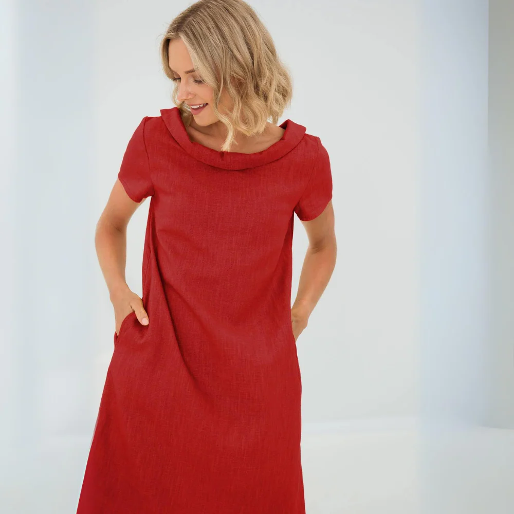Robe douce en lin femme avec poches – Robe d’été fluide et décontractée - Image 6