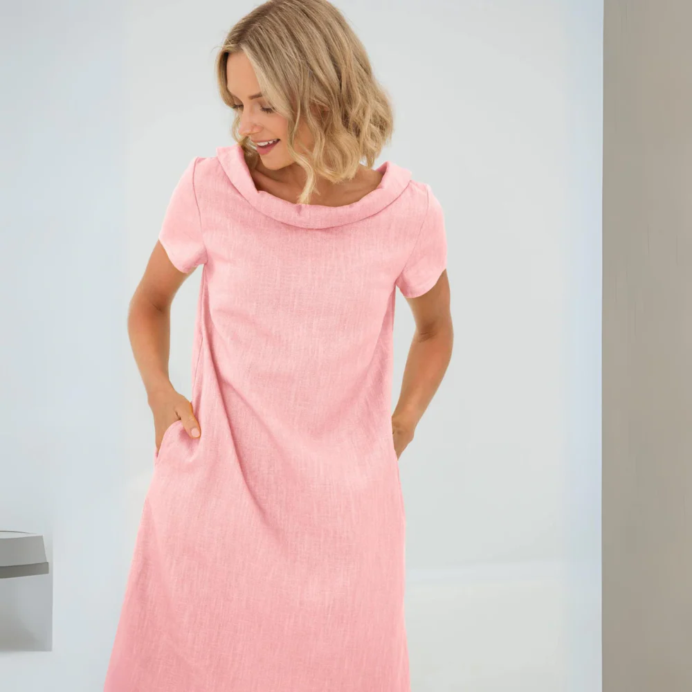 Robe douce en lin femme avec poches – Robe d’été fluide et décontractée - Image 8