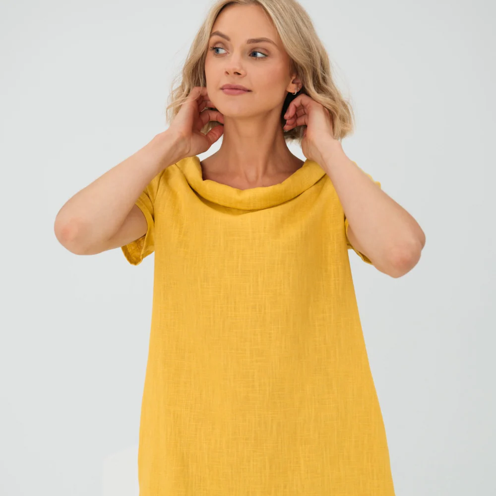 Robe douce en lin femme avec poches – Robe d’été fluide et décontractée - Image 9