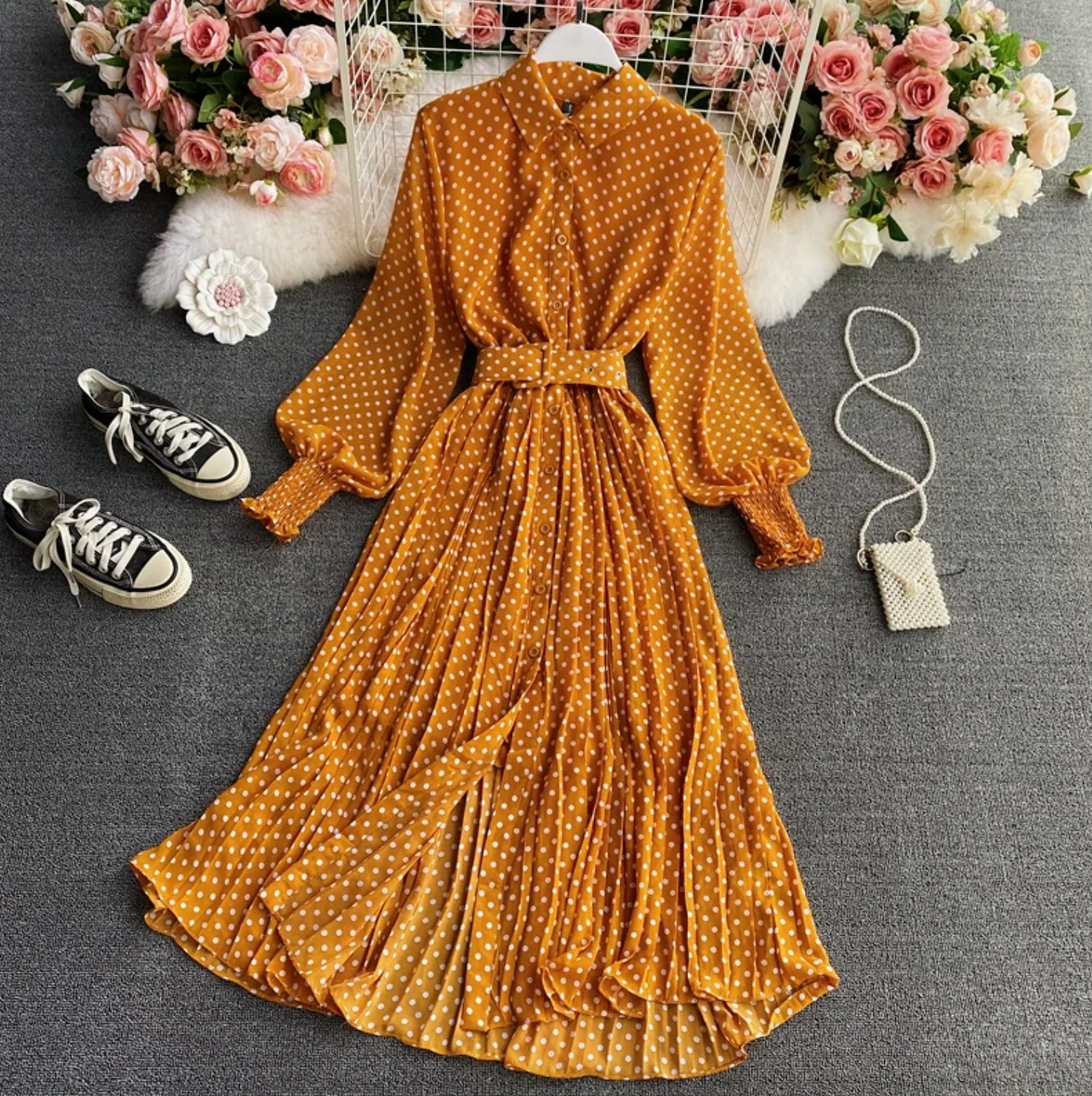 Robe élégante à pois pour femme – Style chic et décontracté pour le travail ou les fêtes - Image 3