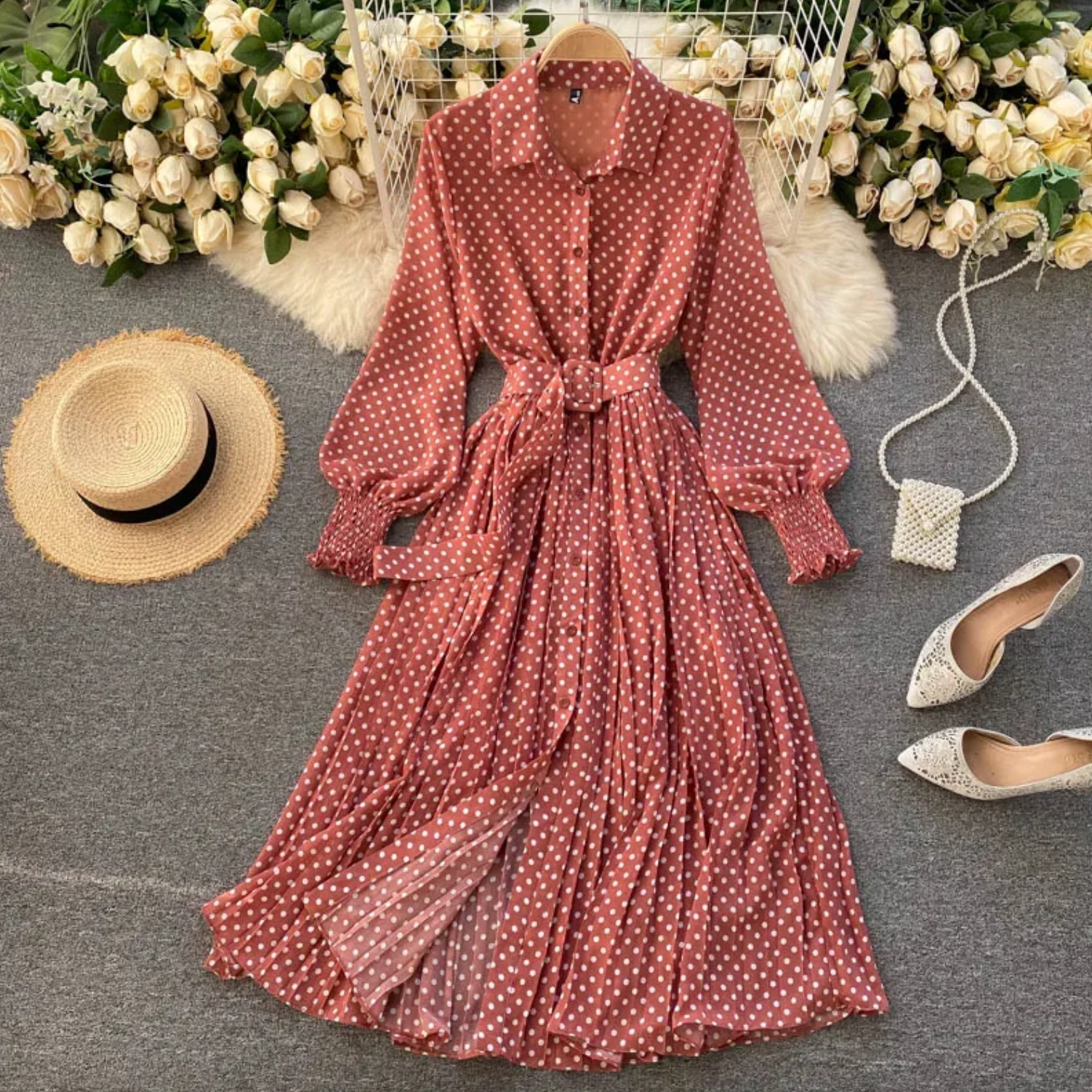 Robe élégante à pois pour femme – Style chic et décontracté pour le travail ou les fêtes - Image 4