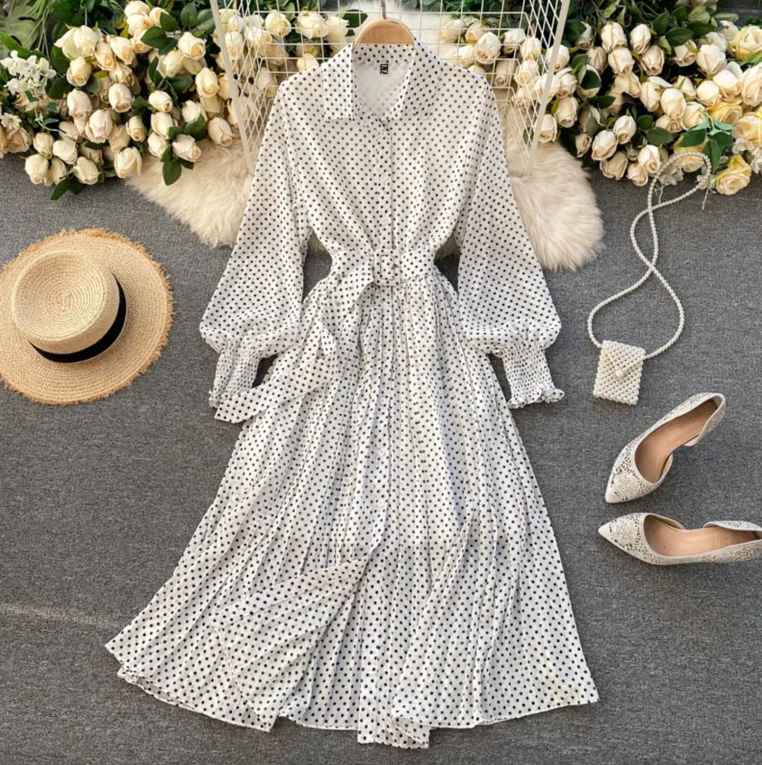 Robe élégante à pois pour femme – Style chic et décontracté pour le travail ou les fêtes - Image 5