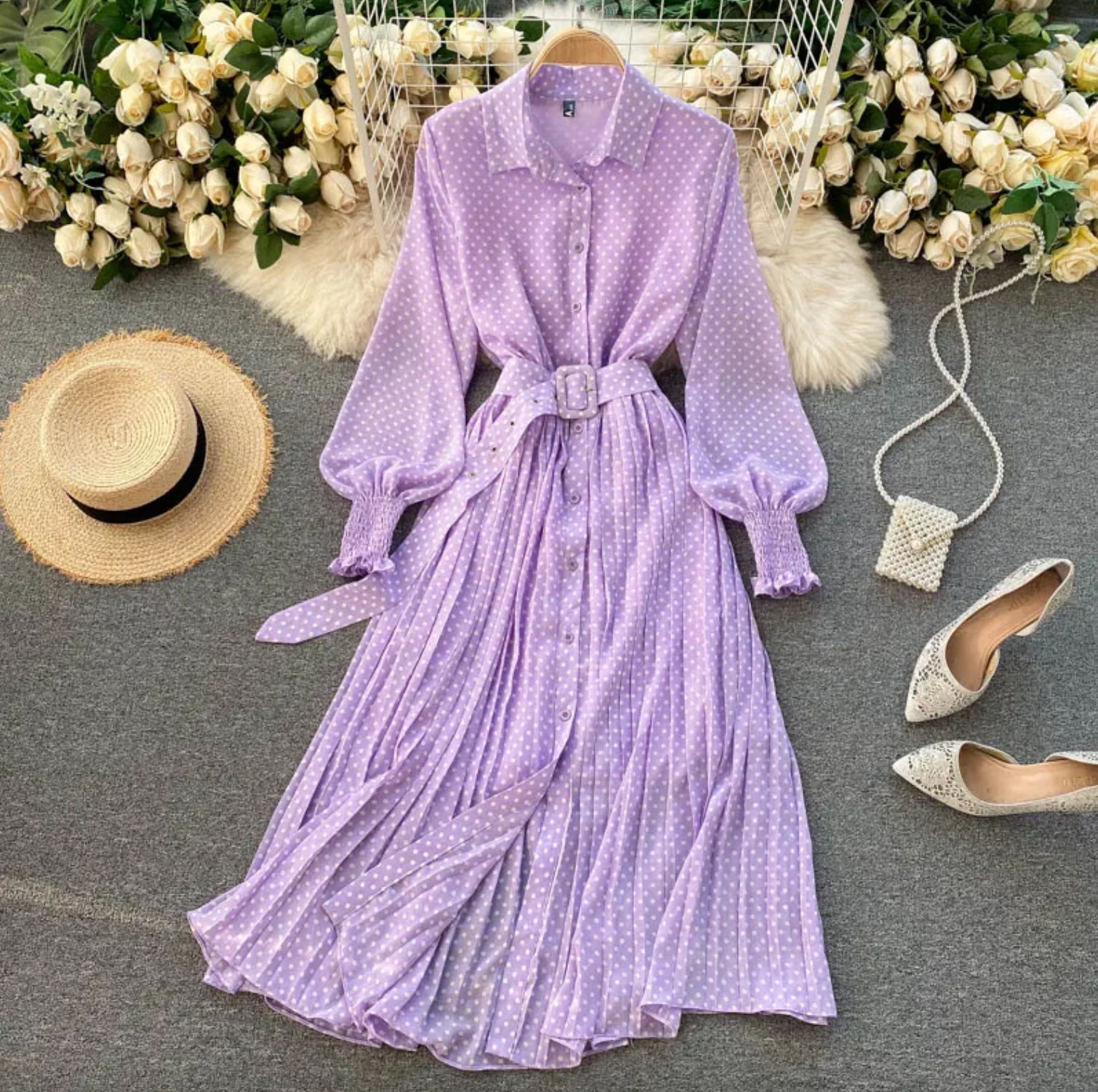 Robe élégante à pois pour femme – Style chic et décontracté pour le travail ou les fêtes - Image 6