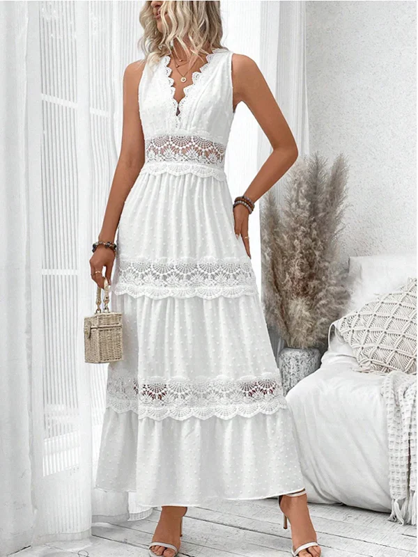 Robe en dentelle à col V – Robe femme élégante et flatteuse - Image 3