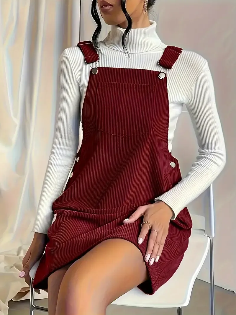 Robe en velours côtelé pour femme – Style rétro - Image 11