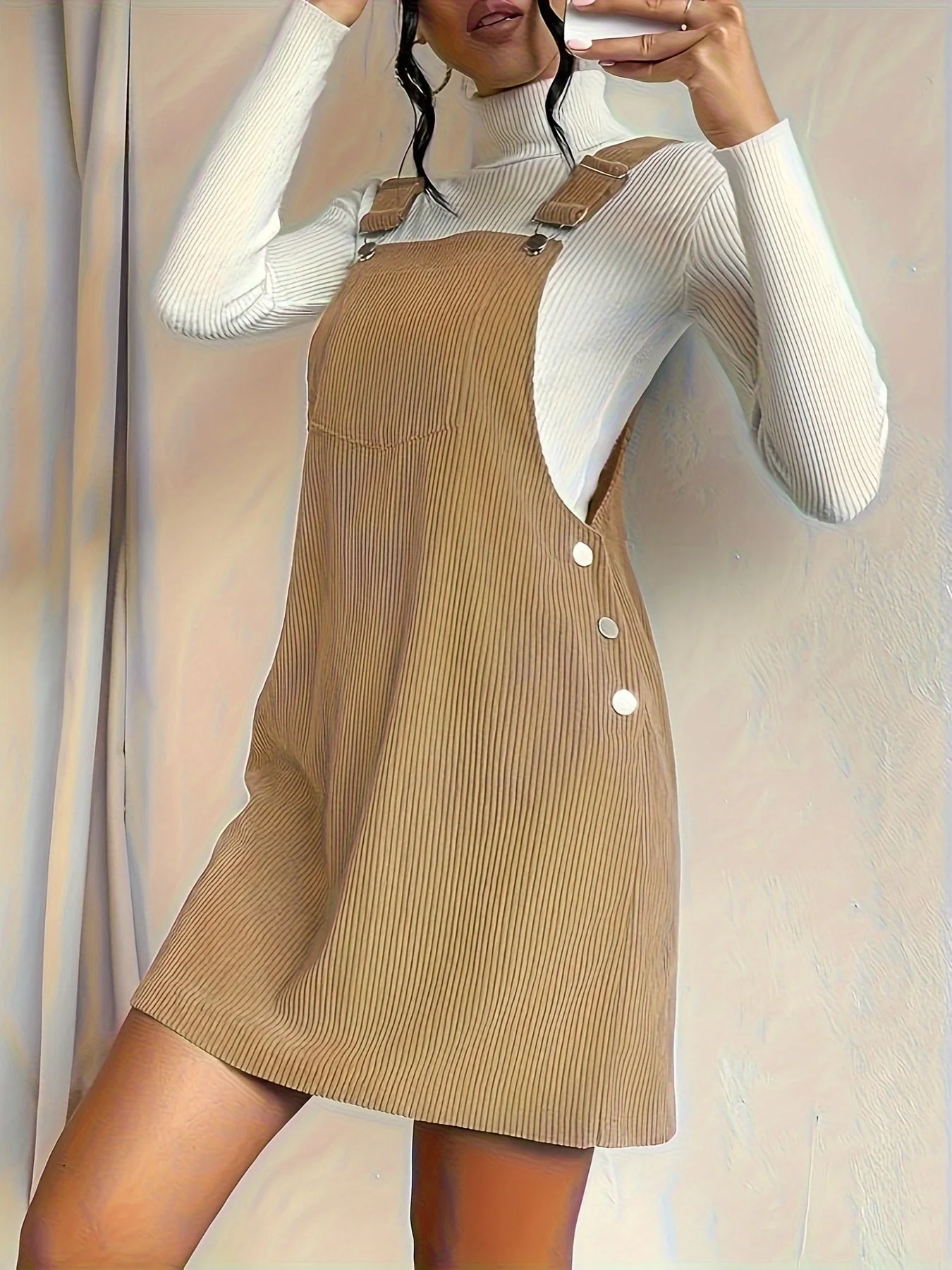 Robe en velours côtelé pour femme – Style rétro - Image 5
