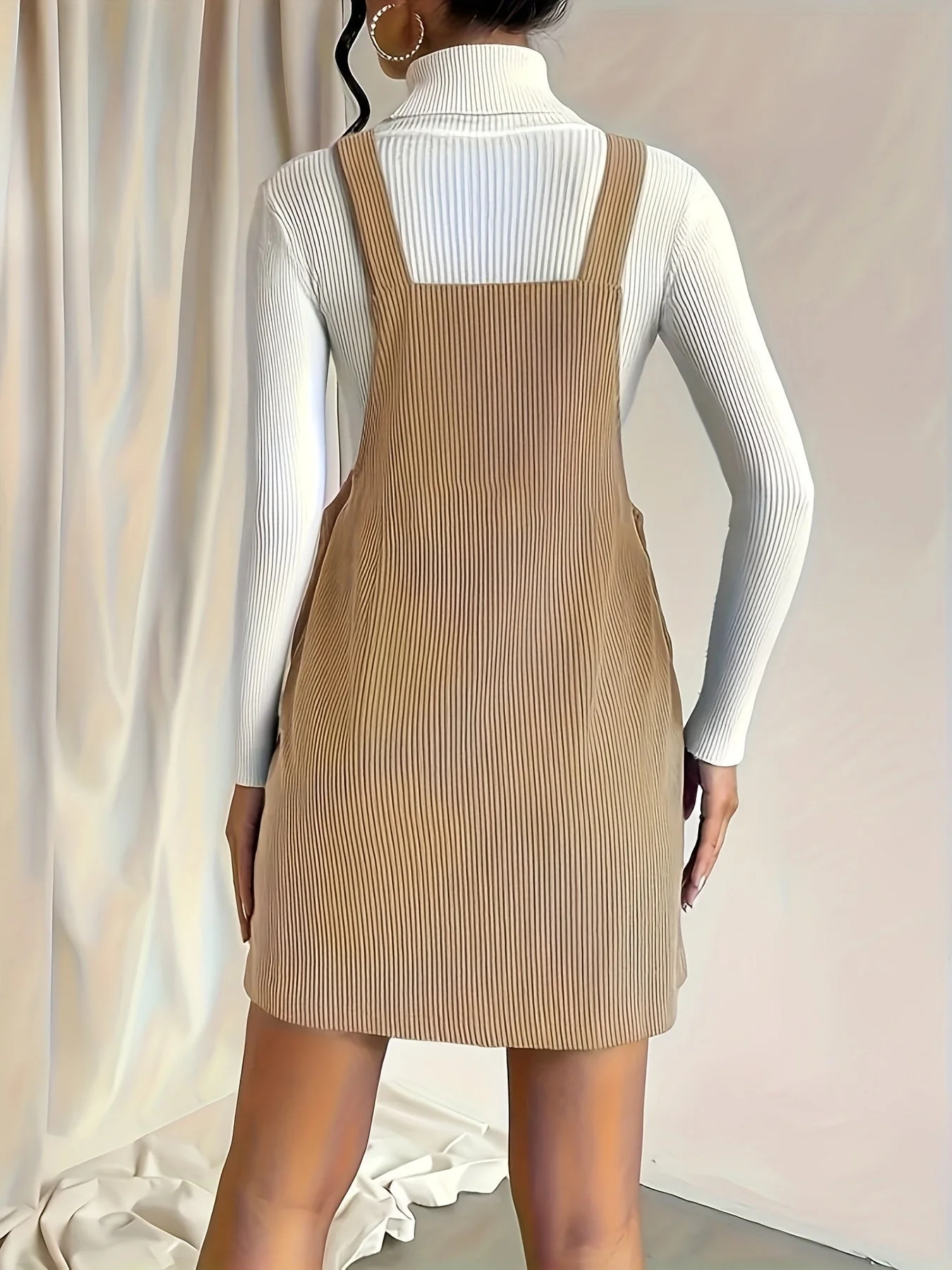 Robe en velours côtelé pour femme – Style rétro - Image 6