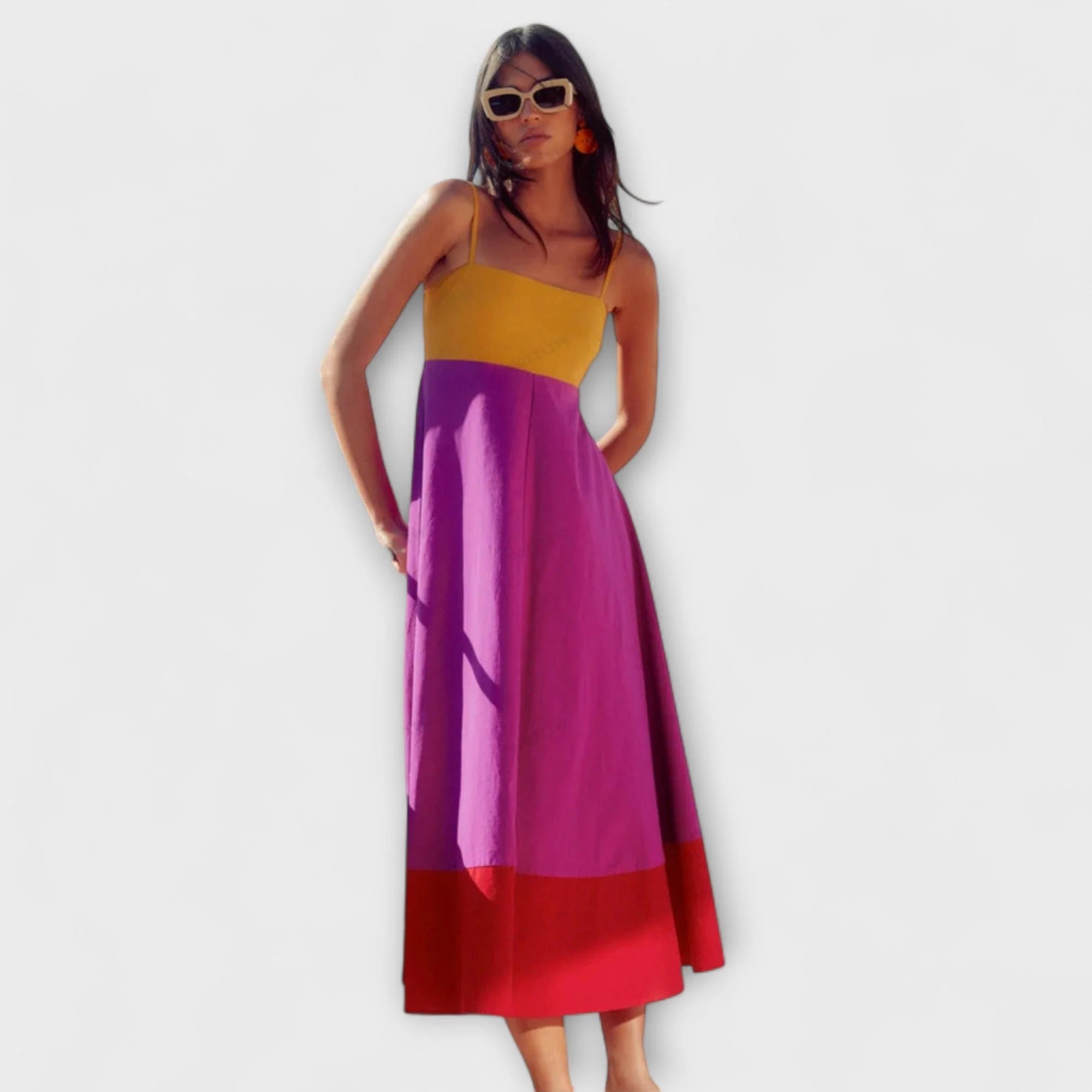 Robe femme a bretelles color block - Legere et estivale - Image 2