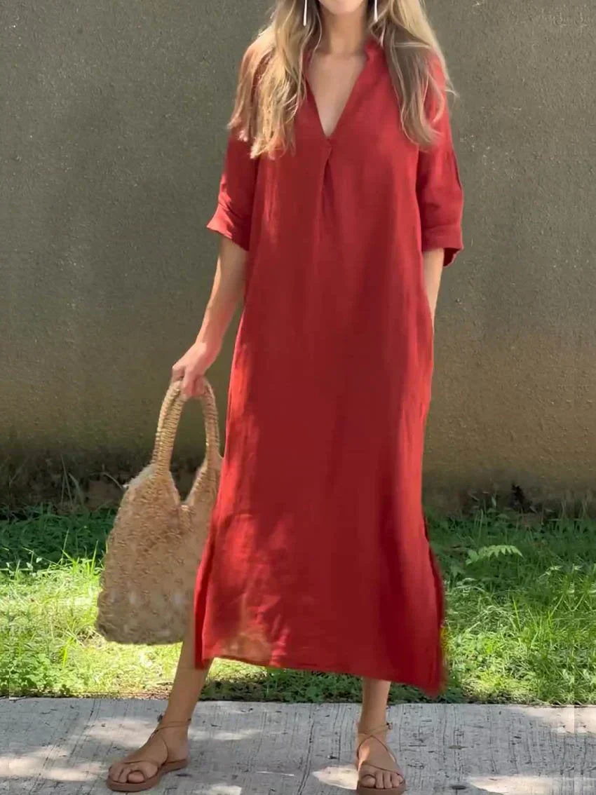 Robe femme ample decontractee manches courtes - Fluide et facile a porter - Image 3