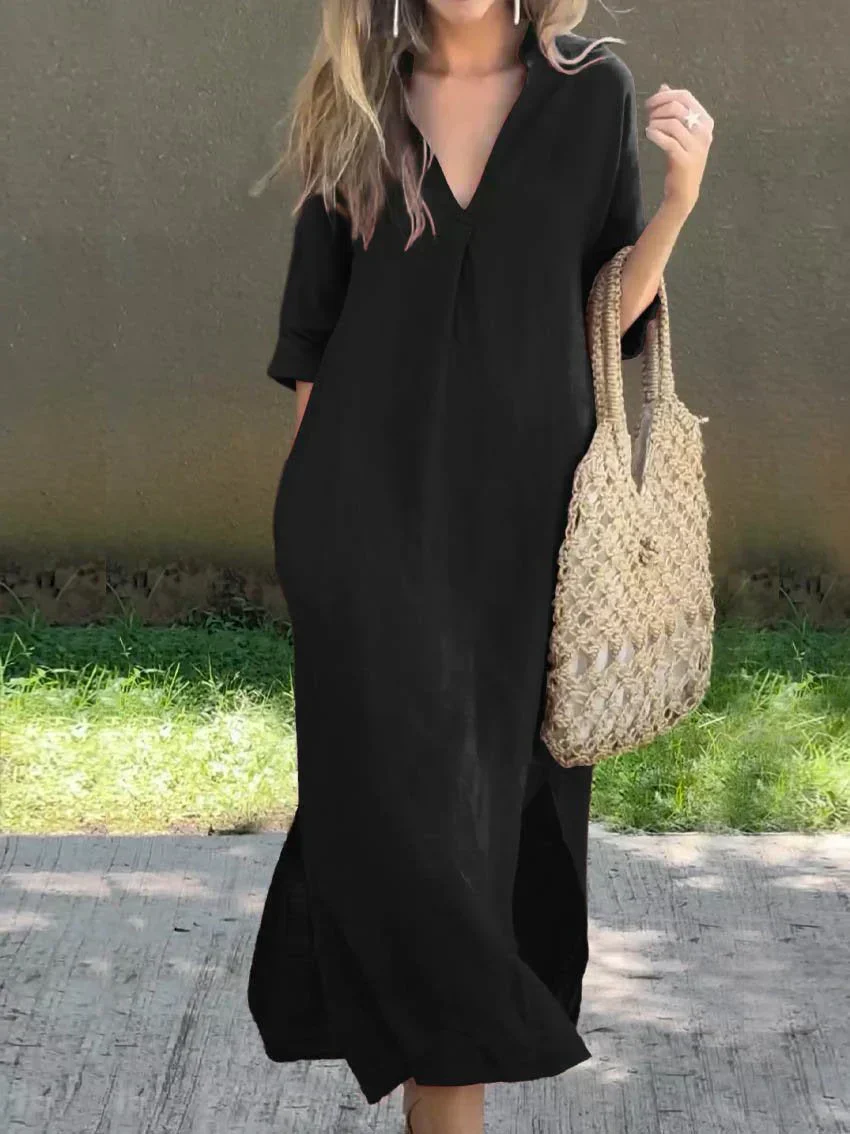 Robe femme ample decontractee manches courtes - Fluide et facile a porter - Image 5
