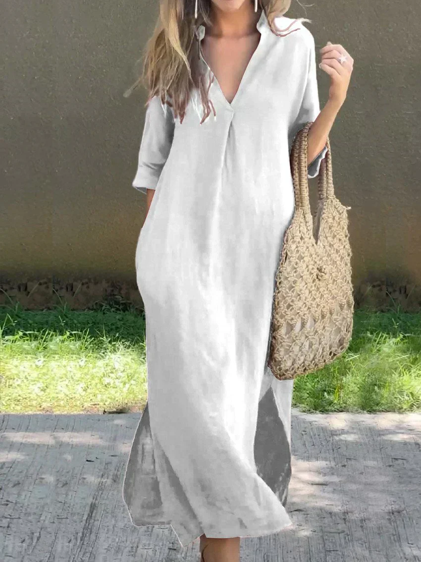 Robe femme ample decontractee manches courtes - Fluide et facile a porter - Image 6