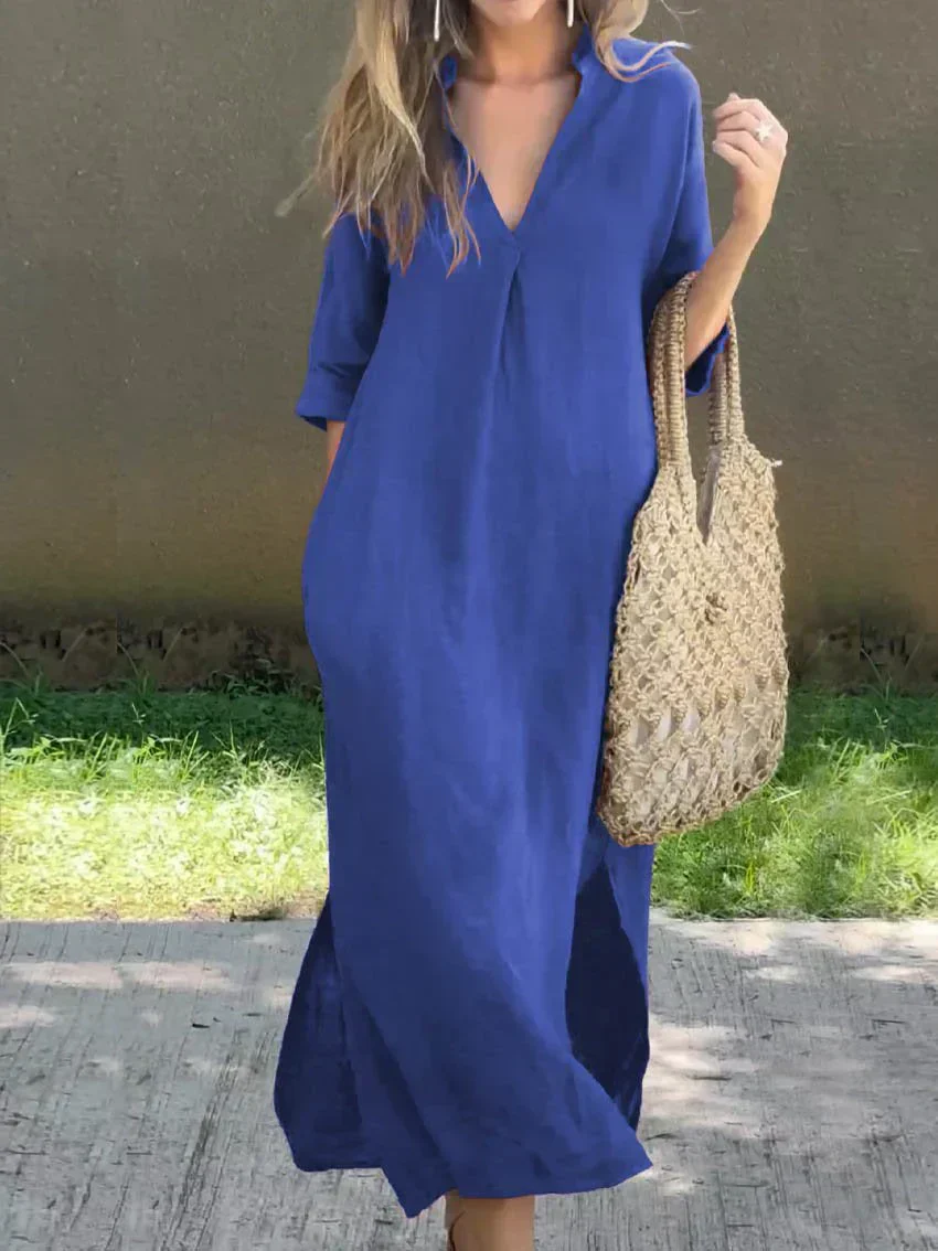 Robe femme ample decontractee manches courtes - Fluide et facile a porter - Image 7