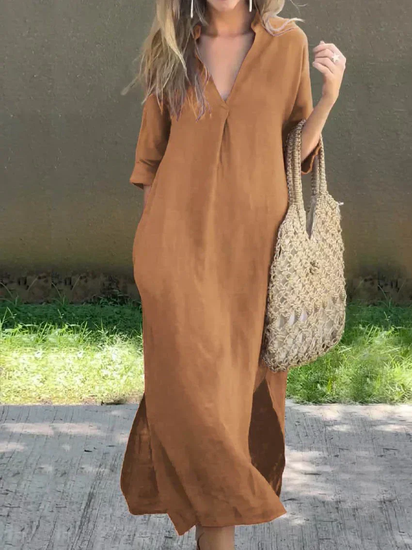 Robe femme ample decontractee manches courtes - Fluide et facile a porter - Image 8