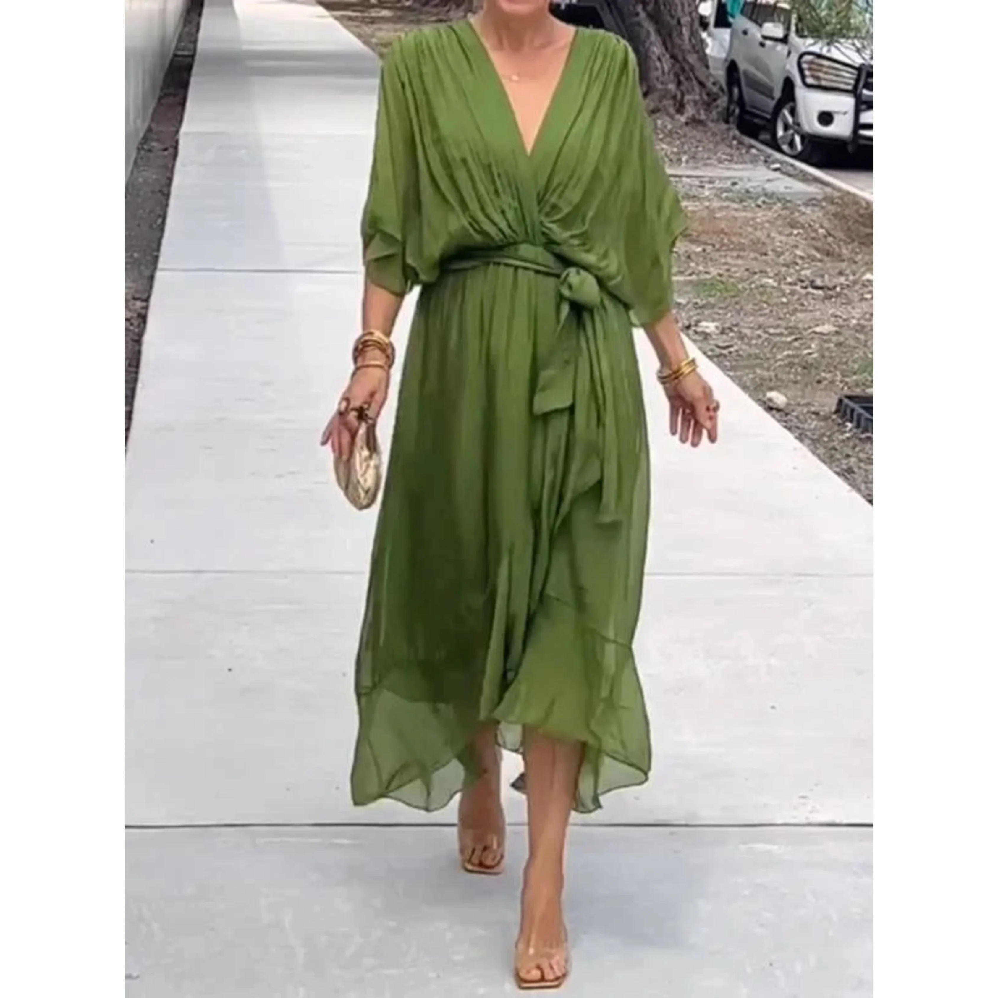 Robe femme élégante fluide col V en mousseline – Moderne, légère, polyvalente - Image 10