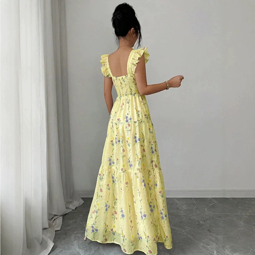 Robe femme fleurie a fines bretelles style francais - Legere et romantique - Image 2