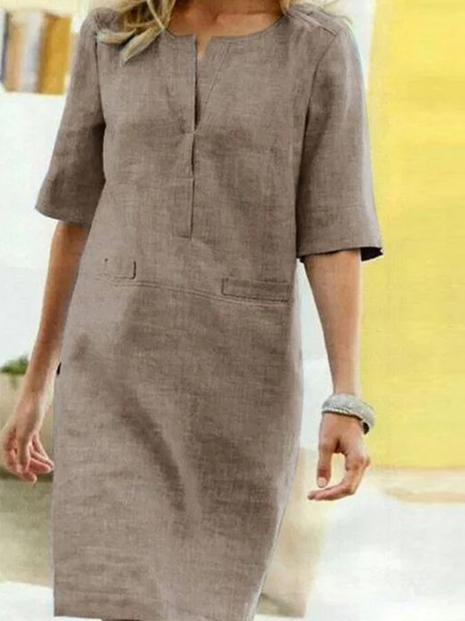 Robe femme melange coton a manches courtes - Legere et confortable - Image 2