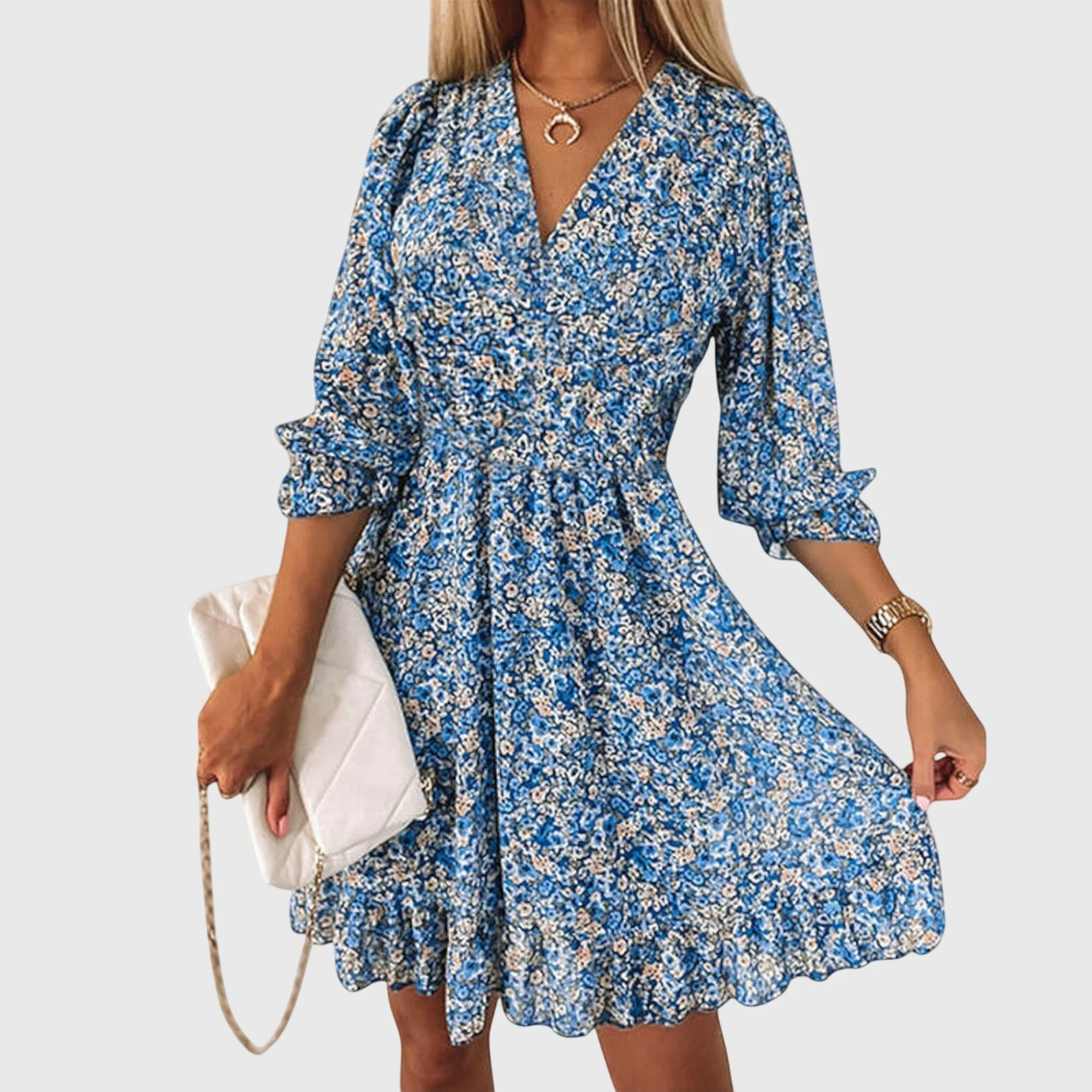 Robe Fleurie à Manches Bouffantes Elisa – Légèreté et Confort pour l’Été