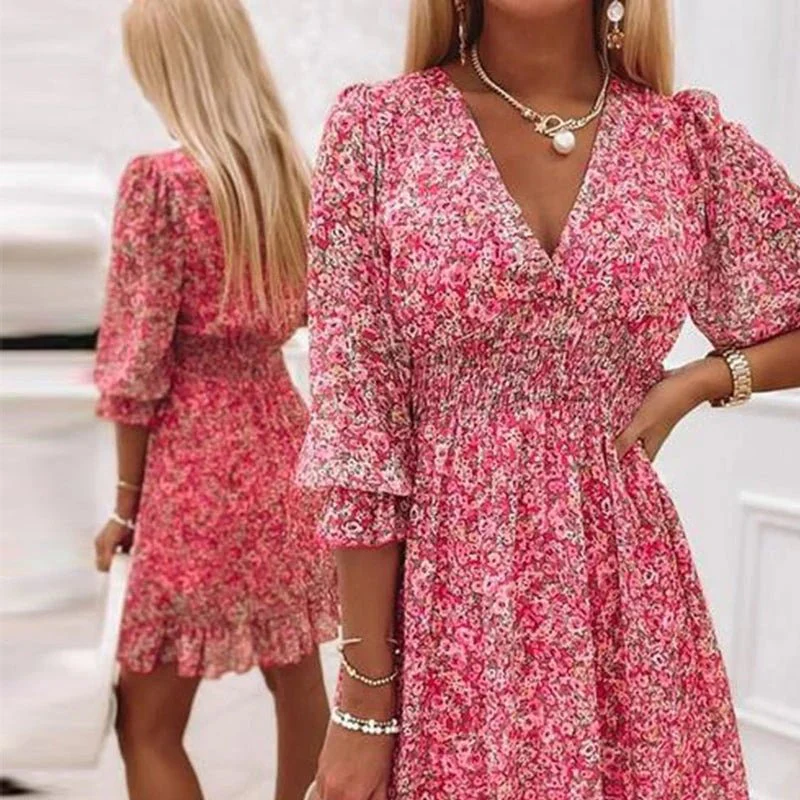 Robe fleurie élégante pour femme – Style chic et décontracté pour les fêtes d'été
