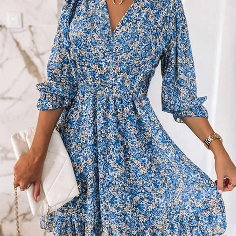 Robe fleurie élégante pour femme – Style chic et décontracté pour les fêtes d'été - Image 3