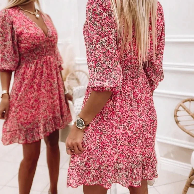 Robe fleurie élégante pour femme – Style chic et décontracté pour les fêtes d'été - Image 5