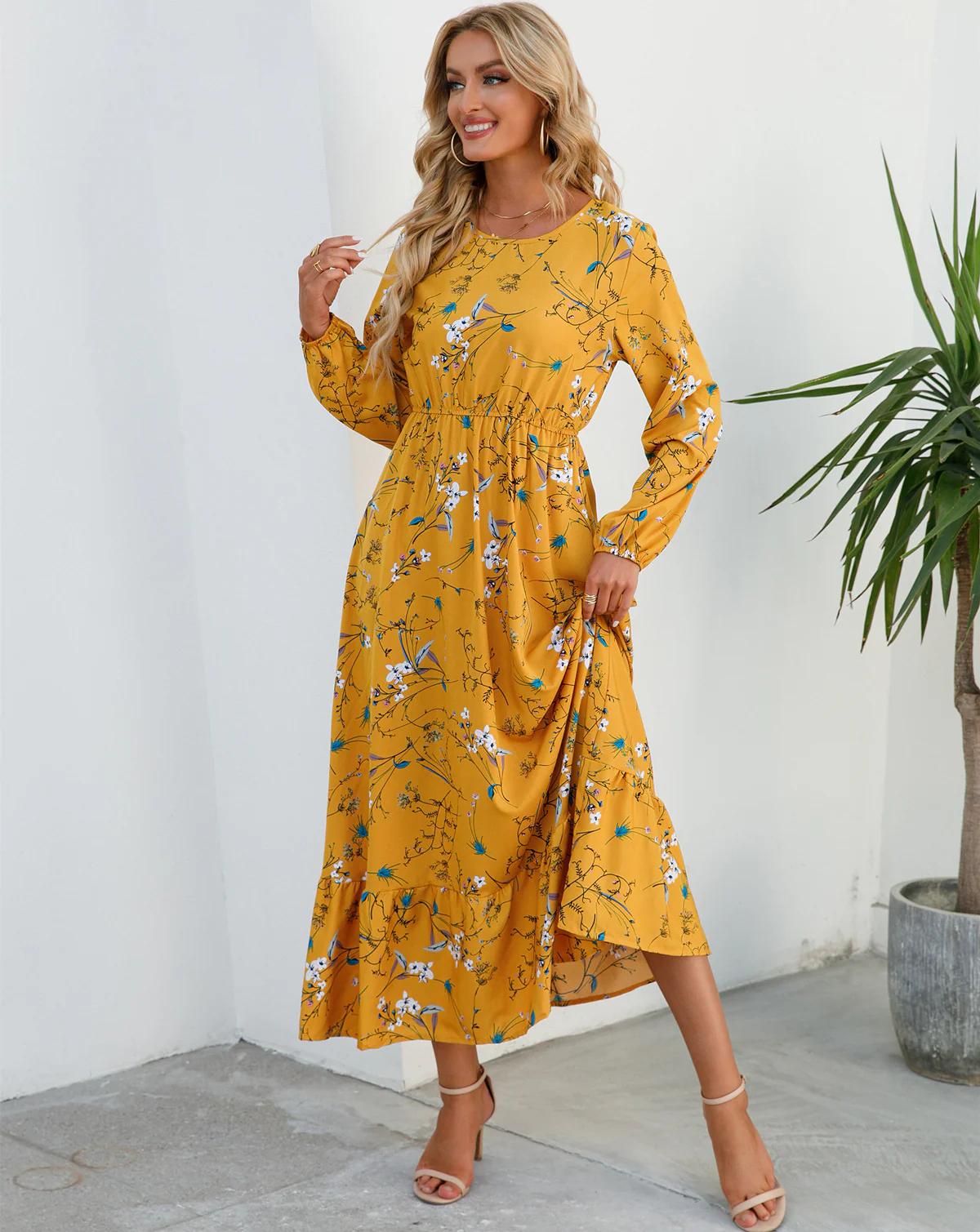 Robe Fleurie Polyvalente en Mousseline pour Femme – Style Élégant à Col Rond - Image 10