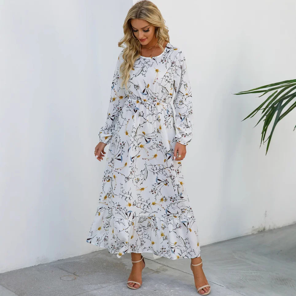 Robe Fleurie Polyvalente en Mousseline pour Femme – Style Élégant à Col Rond - Image 2