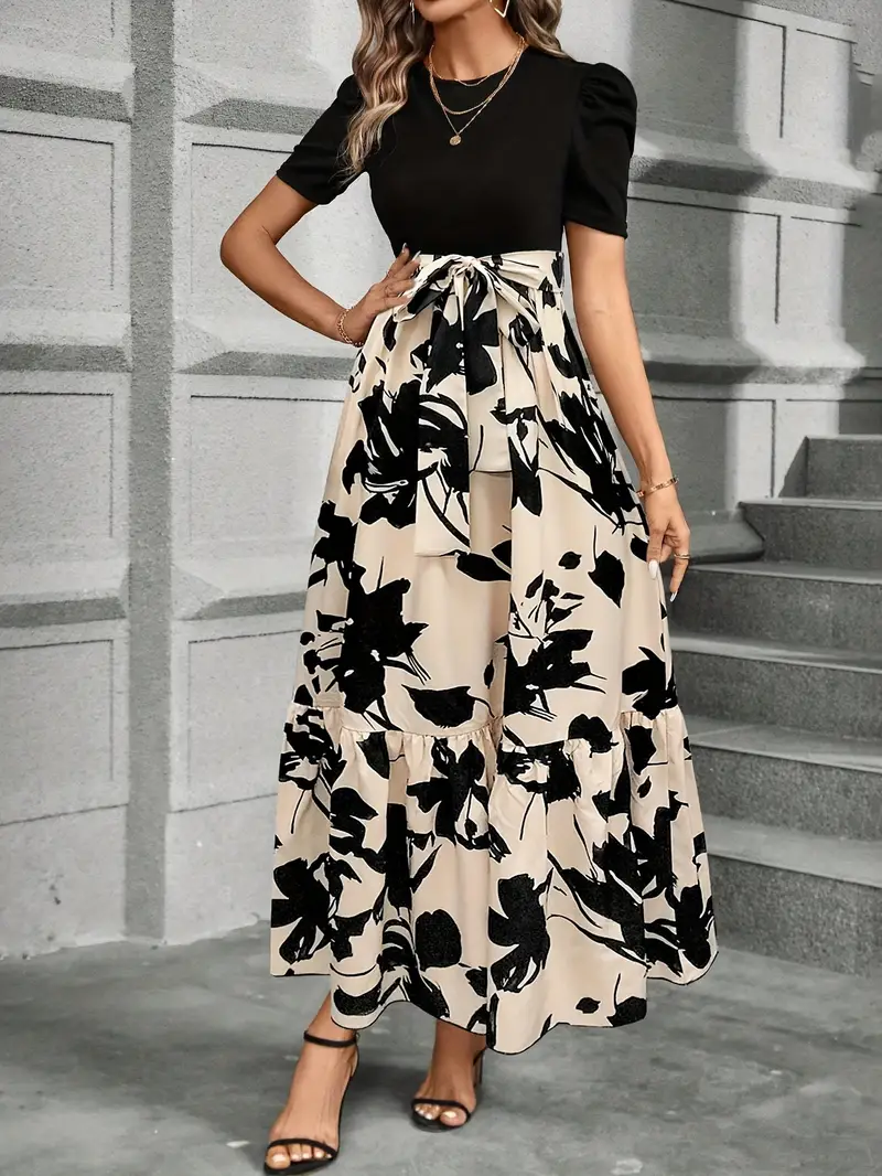 Robe longue à ceinture nœud papillon pour femme – Style élégant et moderne pour les fêtes - Image 3