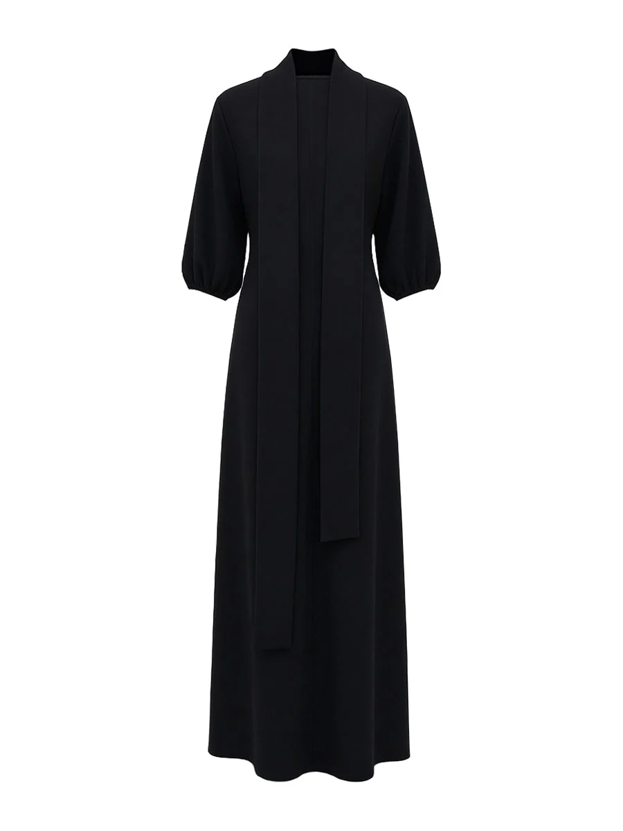 Robe Longue à Manches Bouffantes pour Femme – Élégante Fente Latérale - Image 4