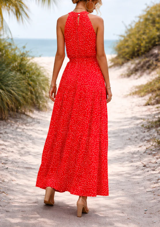 Robe longue à pois pour femme – Style estival fluide, décontracté et chic - Image 3