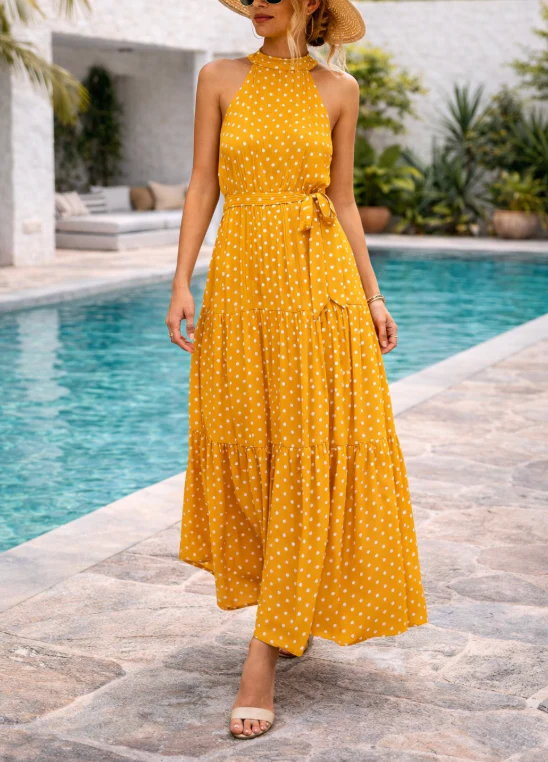 Robe longue à pois pour femme – Style estival fluide, décontracté et chic - Image 5