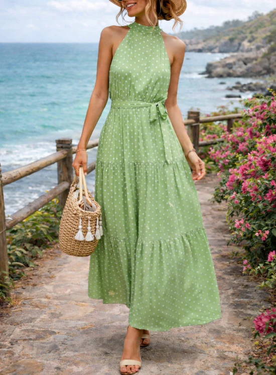 Robe longue à pois pour femme – Style estival fluide, décontracté et chic - Image 7