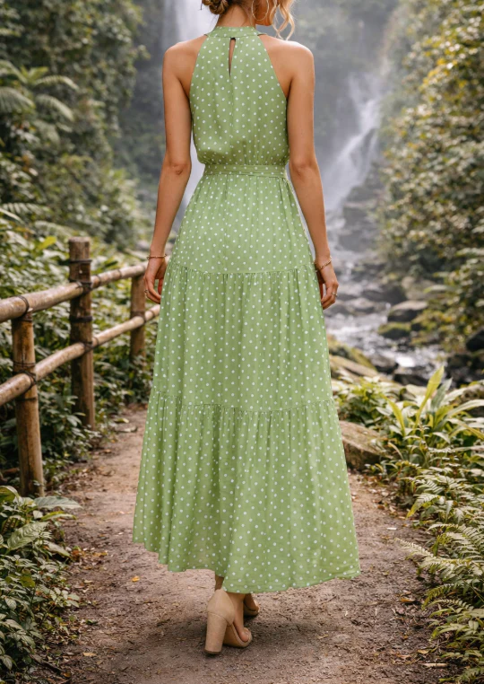 Robe longue à pois pour femme – Style estival fluide, décontracté et chic - Image 8