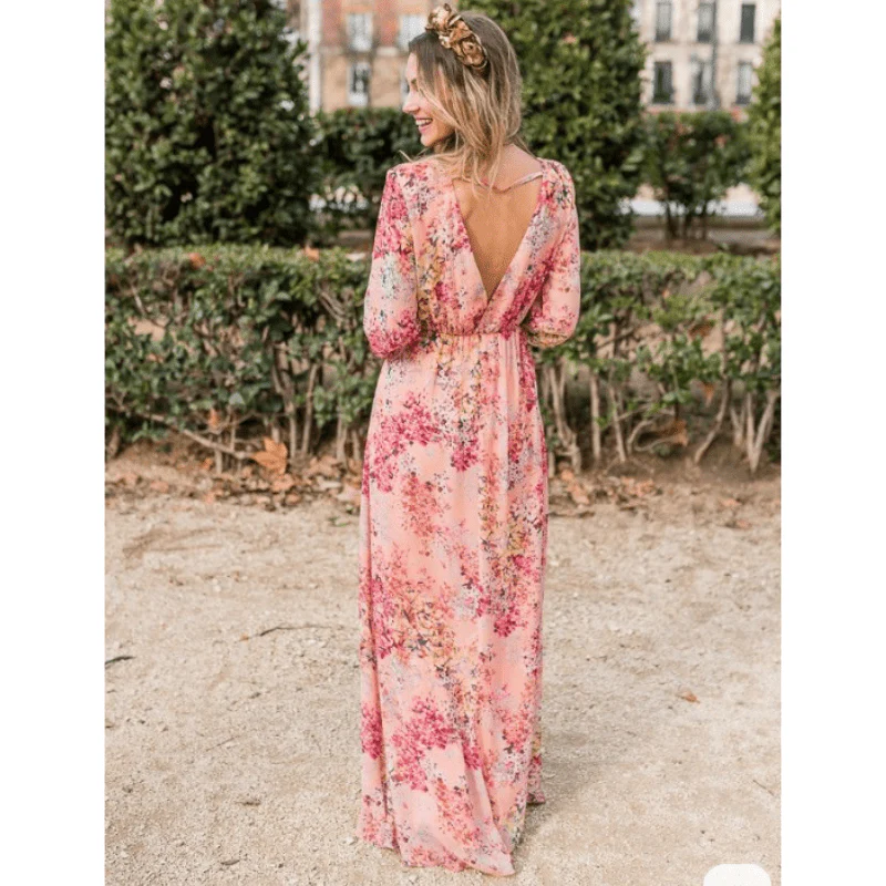 Robe longue bohème fleurie femme – Charme romantique et fluide - Image 4