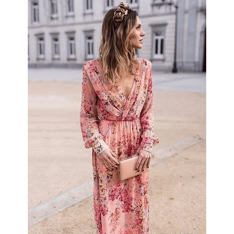 Robe longue bohème fleurie femme – Charme romantique et fluide - Image 5