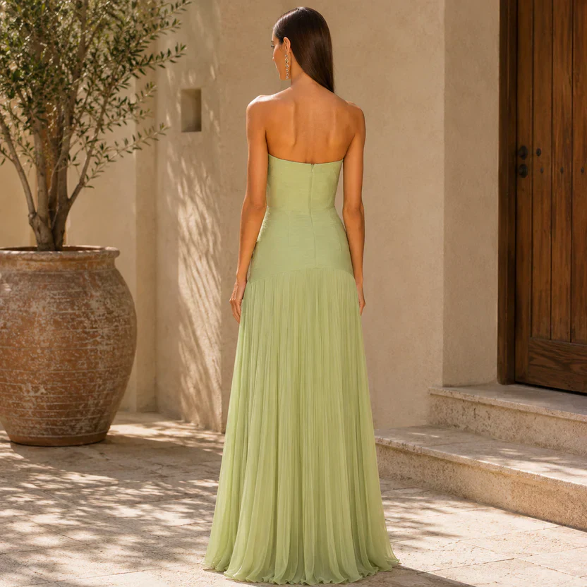 Robe longue bustier femme drapee - Elegante et raffinee - Image 3