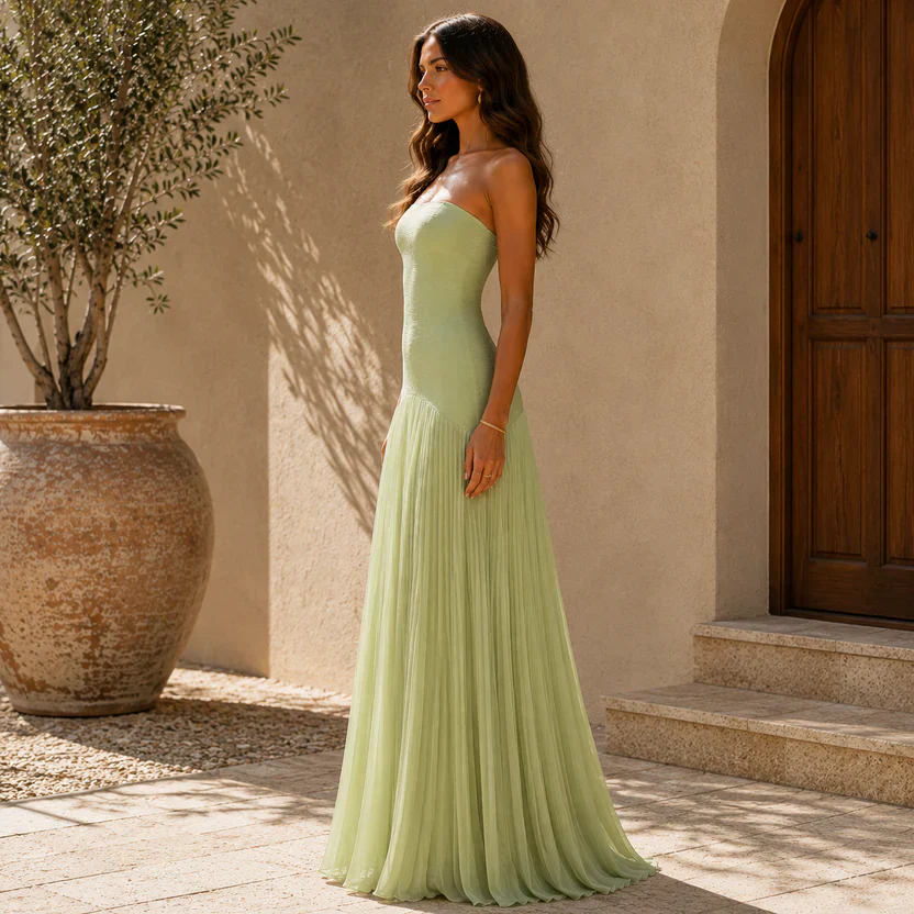 Robe longue bustier femme drapee - Elegante et raffinee - Image 4