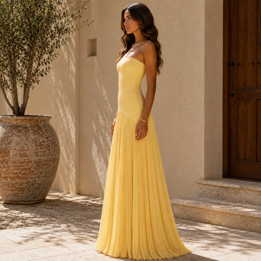 Robe longue bustier femme drapee - Elegante et raffinee - Image 6