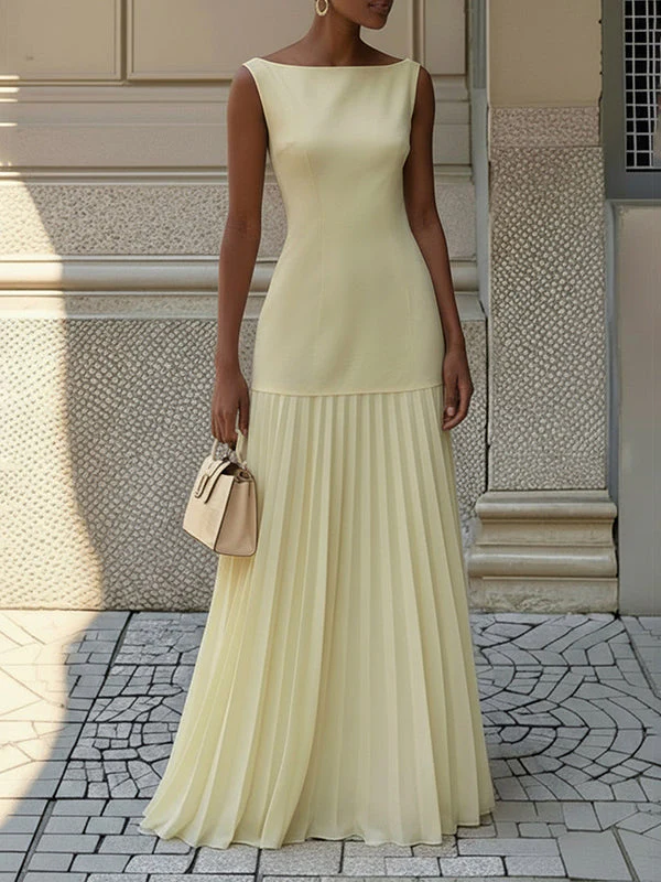 Robe Longue de Soirée en Gaze pour Femme – Col Bateau Élégant - Image 4