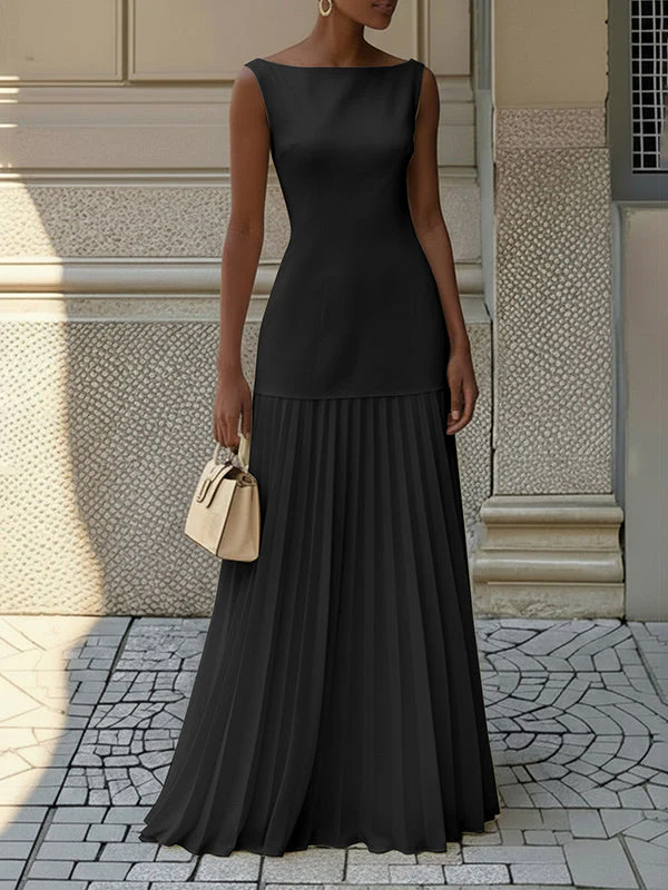 Robe Longue de Soirée en Gaze pour Femme – Col Bateau Élégant - Image 5